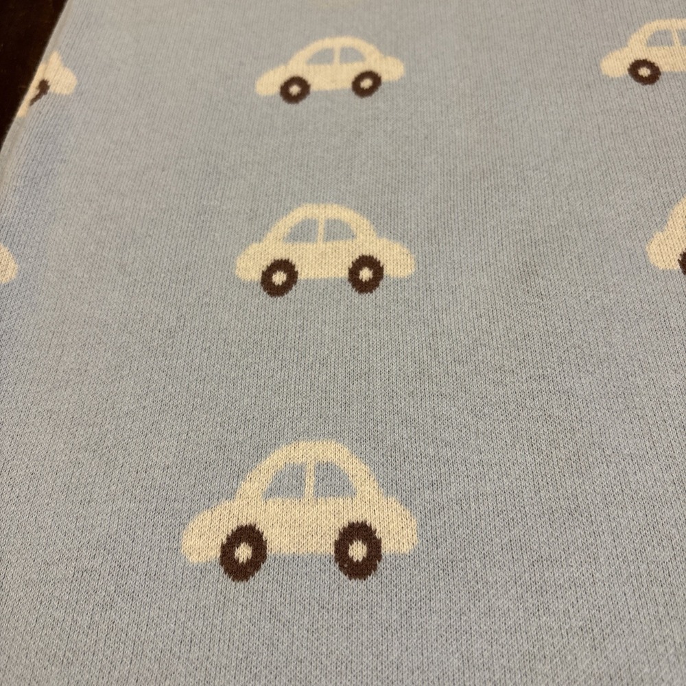 Bleu La La Baby‎ Knit Blanket Gray Cars Pattern 100% Cotton One Size Soft Unisex - Picture 3 of 5